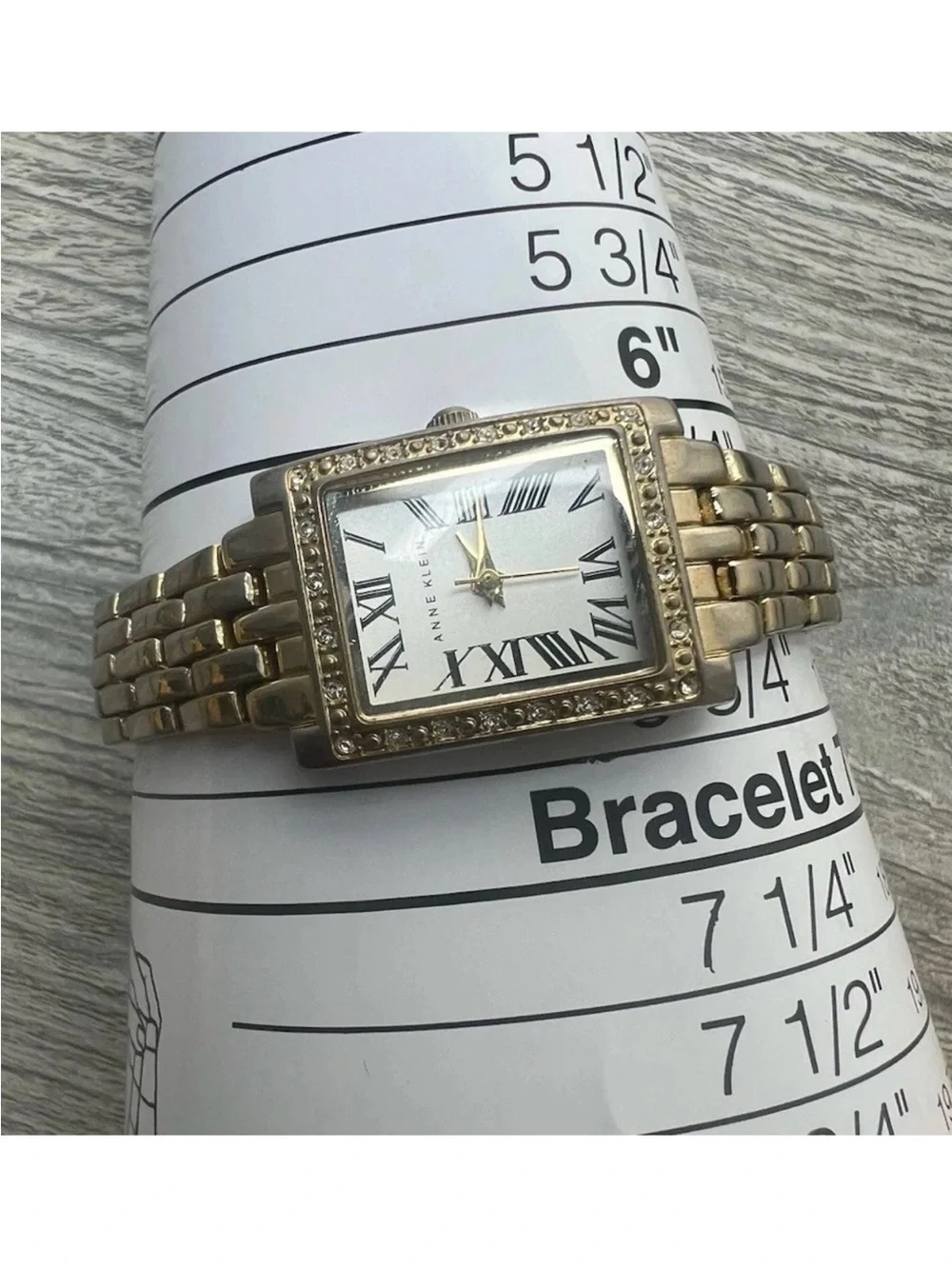 Anne Klein Two-Tone Rectangular Bracelet Watch with Crystal Bezel